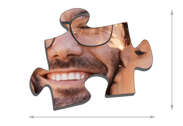 Die Puzzleteile des Fotopuzzle 1000 Teile sind ca. 1,9 x 1,6 cm groß.